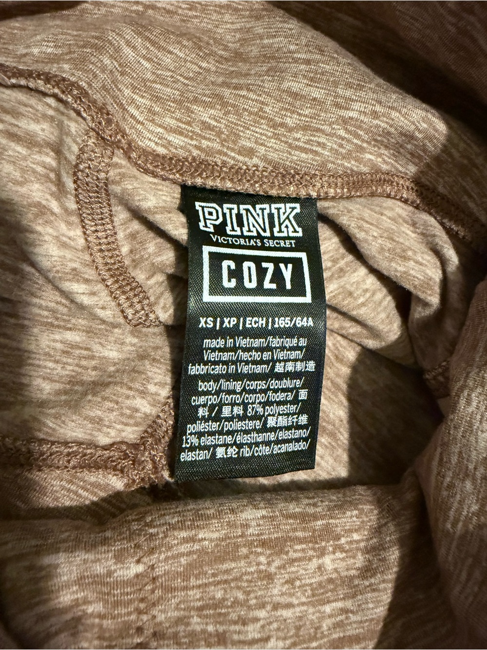 PINK Victoria’s Secret Cozy Leggings with Pockets ~ 3 Pair (Pink, Tan & Green) - Picture 3 of 5